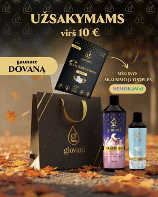 Pas Giovani® mėgstame dalintis džiaugsmu! 💛 Prie kiekvieno užsakymo virš 10 € pridėsime dovaną – skalbimo juostelių...